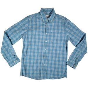 Sonoma Blue Plaid Button Down Shirt Mens Cotton Small Normcore Dadcore Stretch